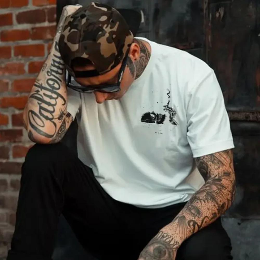 Hot Selling Men's Summer Breathable Sweat-Absorbing New T-shirt Weird Pattern Printing Quick Drying Sports Letter Casual Short