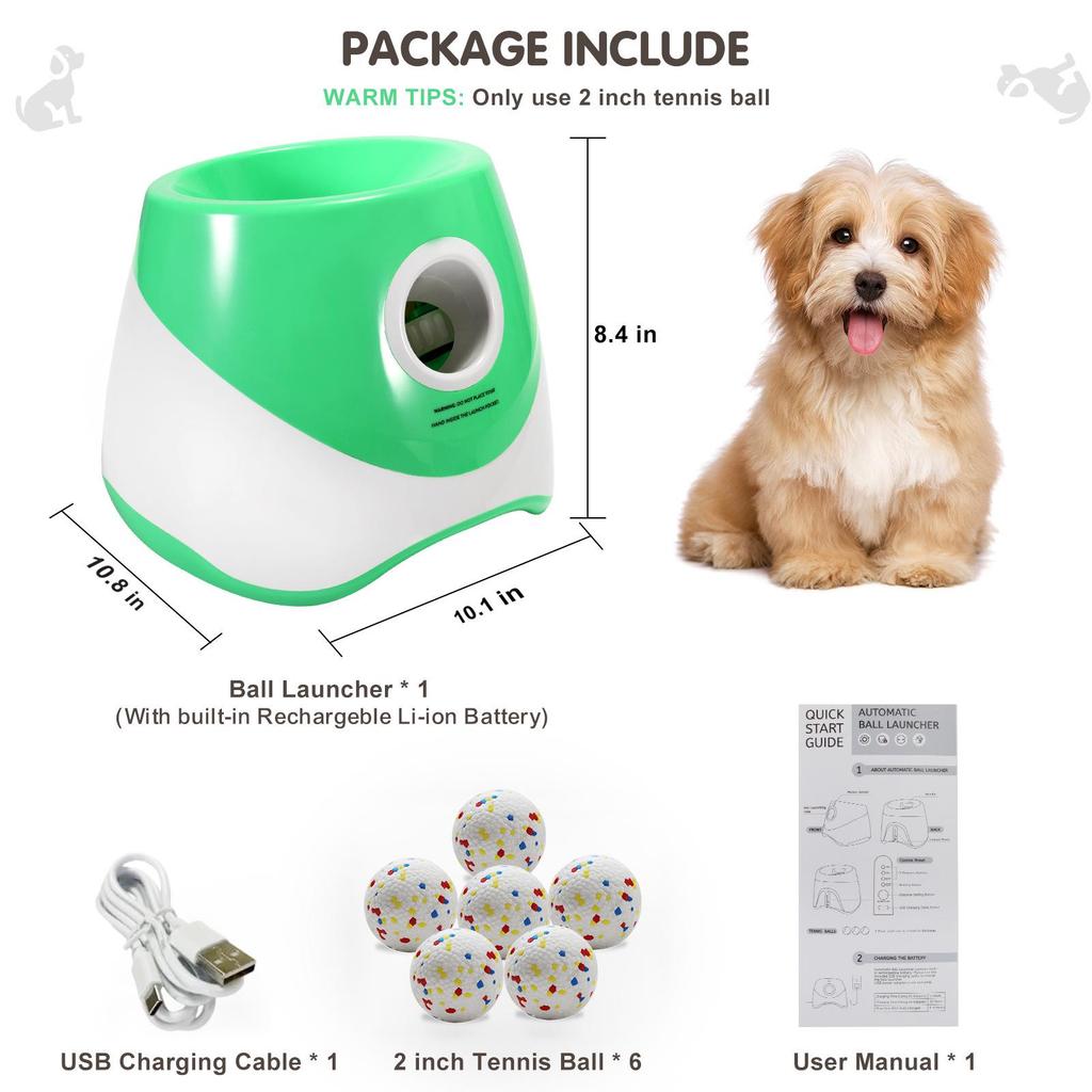 Rechargeable Smart Dog Toy - Automatic Multicolor Tennis Ball Launcher