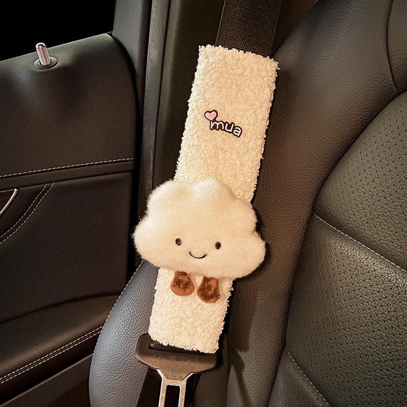 1 bucă stil flori moi de pluș husă centură de siguranță curea de umăr pernă ham pernă artificială miel auto centură de siguranță umăr