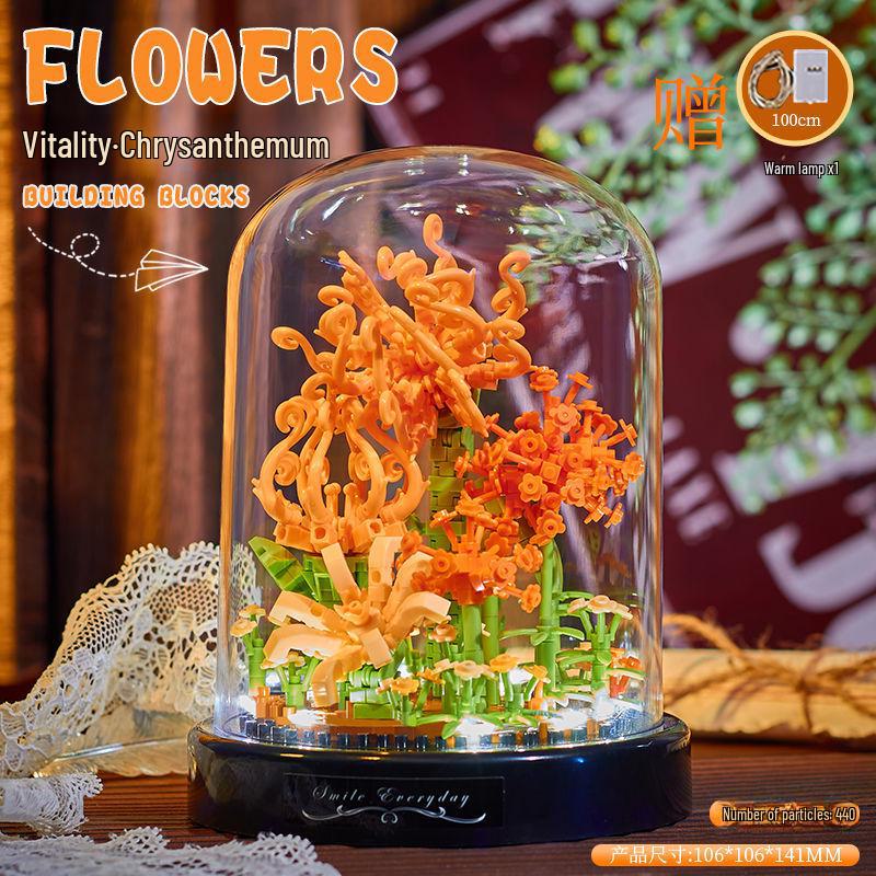 Belledi Eternal Flower Building Blocks: Handmade Educational Toy Bouquet for Valentine's Day Gift