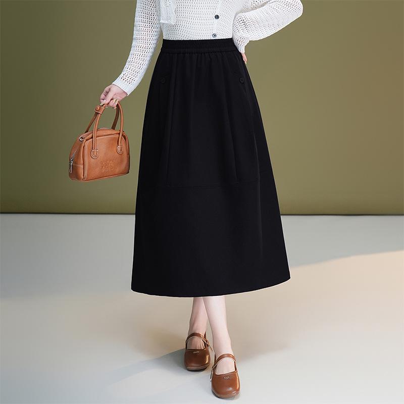

Casual High-Waisted A-Line Puffy Midi Skirt with Elastic Waist 2XL чорний
