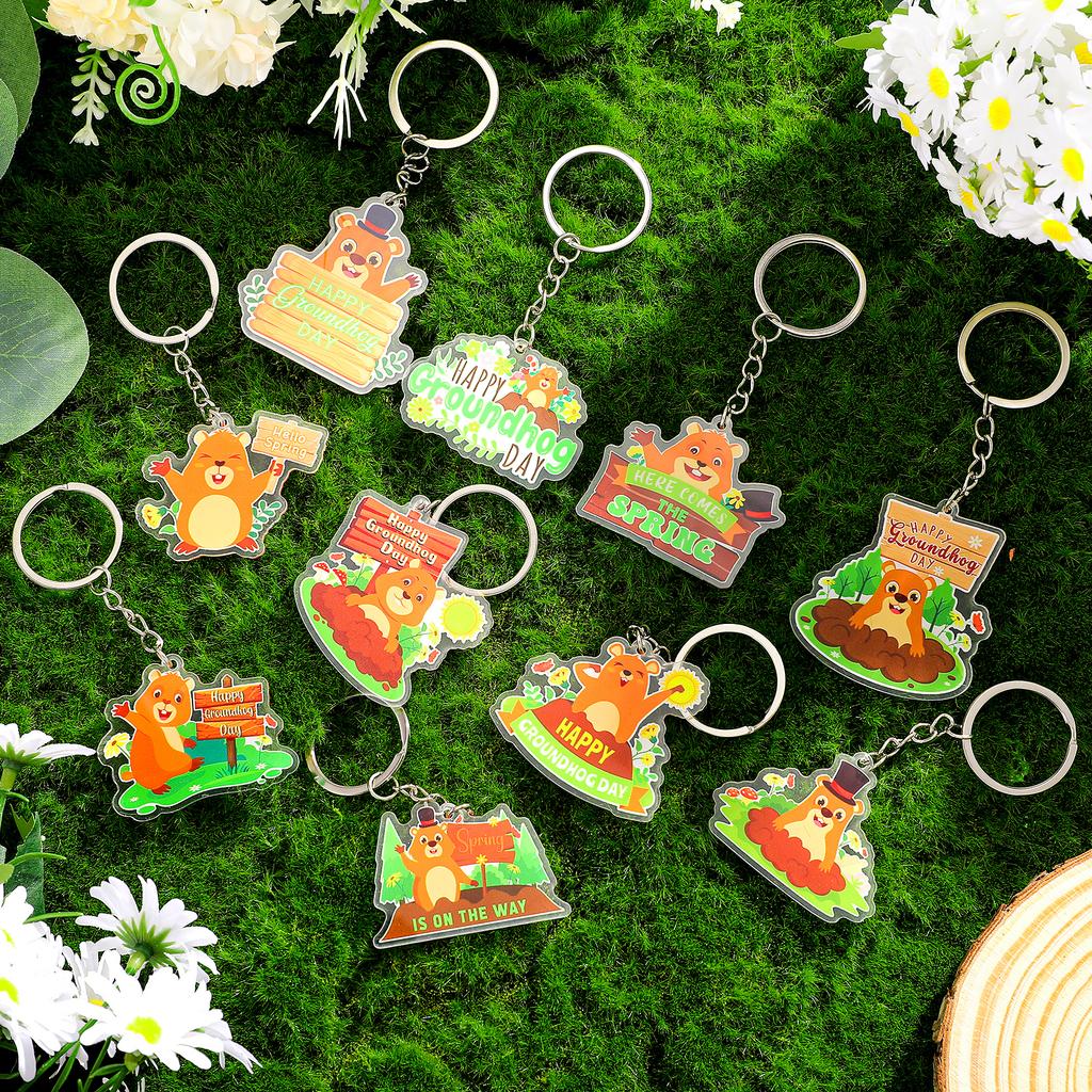 60 Pack Groundhog Day Gifts Acrylic Keychains Bulk Happy Groundhog Day Accessories 10 Design Funny Cute Animal Keychain For Wome