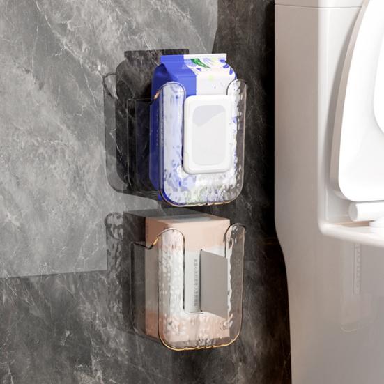 Wipes Storage Box Transparent Wall-mounted Punch-free Bathroom Tissue Holder Wipes Dispenser Paper Storage Case Organizer