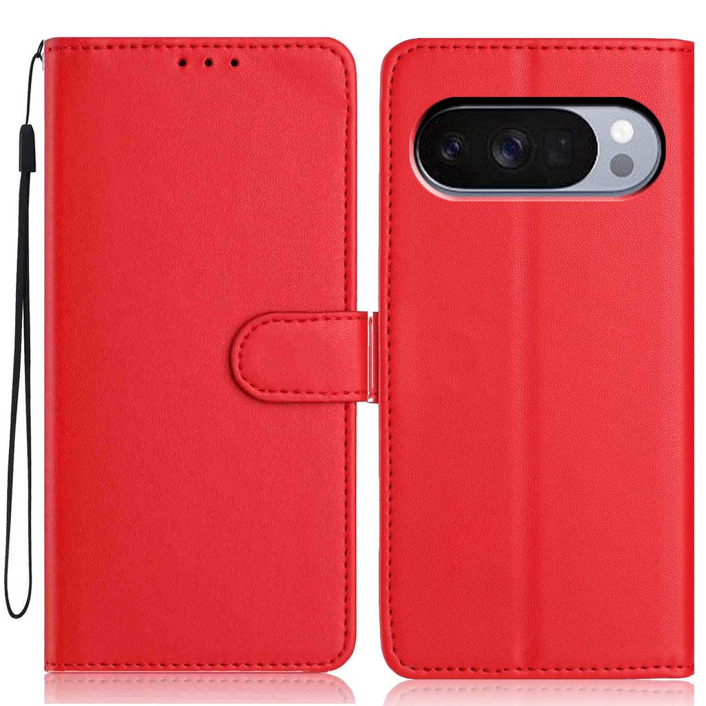 Etui portfelowe na Google Pixel 10/10 Pro z paskiem/wieloma przegródkami na karty, skórzane etui z podstawką, jednolity kolor