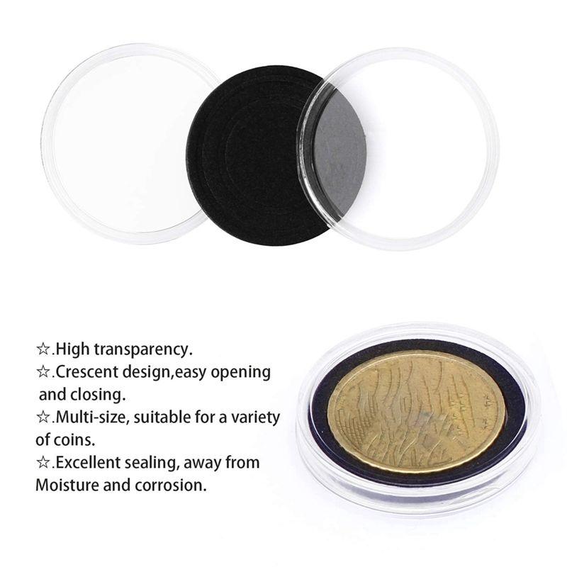 A84X-100 Pieces 30Mm Coin Capsules And 5 Sizes (17/20/25/27/30Mm) Protect Gasket Coin Holder Case With Storage Organizer Box Dur