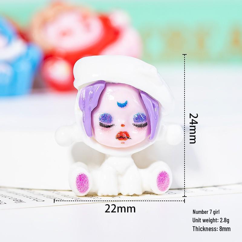 Cartoon Girl Resin Accessories: Cute Sitting Pose DIY Phone Case, Keychain, and Headwear Components