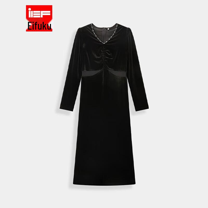 

Элегантное бархатное миди-платье с V-образным вырезом IEF M