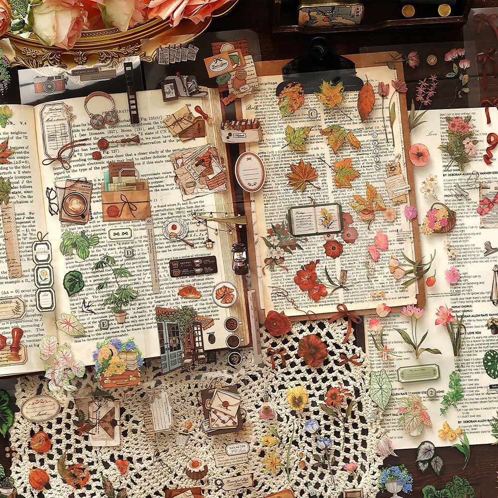 Infeel.Me Retro Plants & Flowers Die-cut PET Sticker Book for Journals