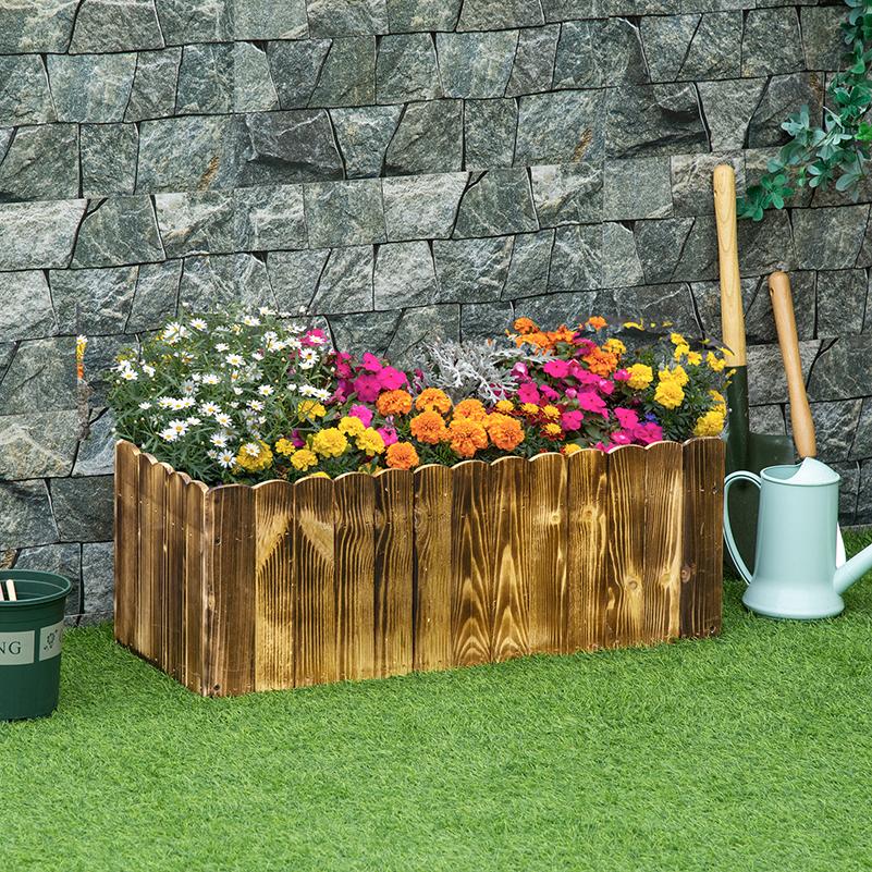 70L Raised Garden Bed, Wooden Rectangle Planter Box, Outdoor Herb Vegetable Flower Pot (80L X 33W X 30H Cm)