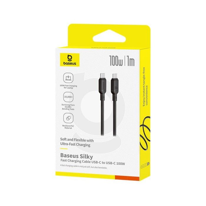 Câble Baseus Silky Series Charge Rapide Type-C 100W 1m Noir
