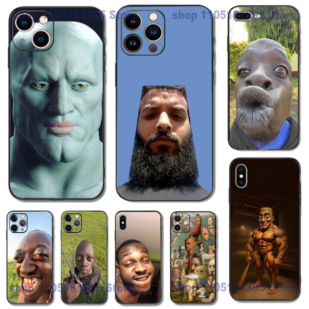 Cool Ugly Man Funny Phone Case For iPhone 17,16,15,14,13,12,11,XR,Pro,XS,Max,XR,Plus,Mini Soft Silicone Black Shockproof