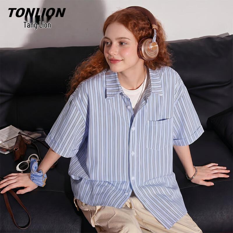 TonLion Women s Striped Short Sleeve Polo Shirt S
