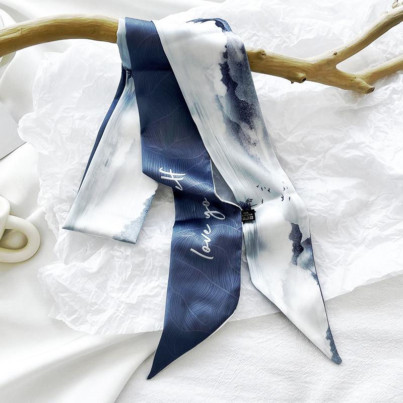 

Женский узкий короткий шарф 85x6см Принт Шифон Шелк Резина Черный Сумка Лента Повязки на голову Чокер Стример Женские аксессуары 6x85cm