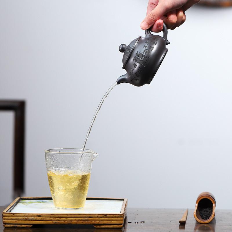 220ml Original Ore Yellow Ručně vyráběná fialová hliněná čajová konvice, Panhu čajová konvice, Varná konvice, Kung Fu čajová sada