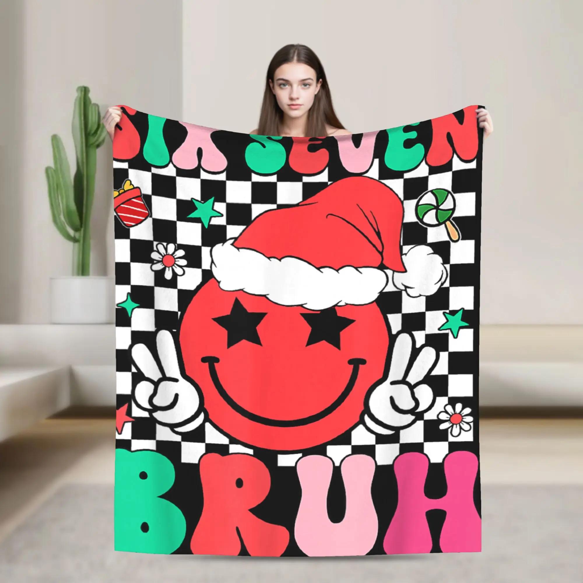 Six Seven Bruh   Meme Gen Alpha Slang  Blanket Soft Warm Bedding Throw for Kids Bedroom Autumn Fluffy Bedspread 100x150cm