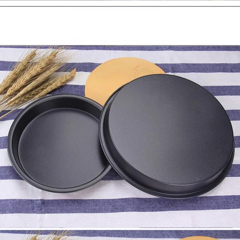 Pizza Mould Pan Carbon Steel 6/7/8/9/10 Inch Baking Tray Heat-resistant Round Non-stick Plates Baking Mold Bakeware Kitchen Tool