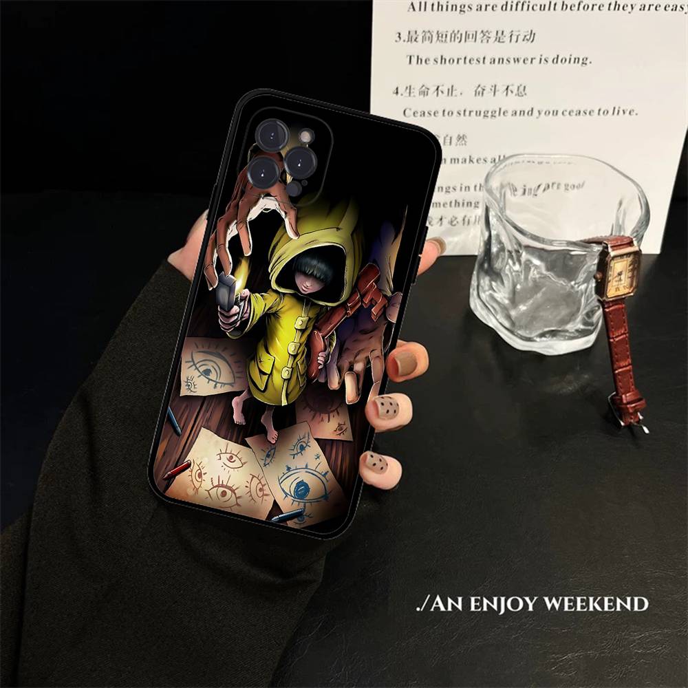 Game L-Little Nightmares Anime Phone Case For IPhone 16 Pro Max 15 17 Plus 14 13 12 Mini 11 Black Cover