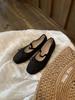 Cowhide Version~ Ballet Versatile Shoes with Light Mouth Flat Bottom Bow Single Shoes Women's Genuine Leather Mary Jane Shoes