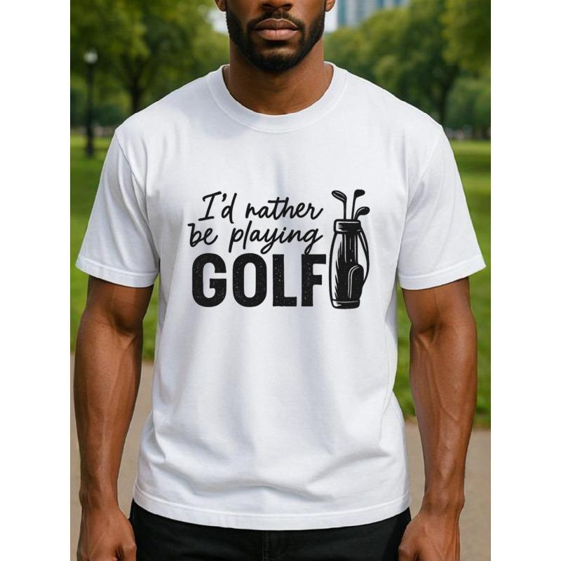 European sizes Fun I'd Rather Be Playing GOLF Men's Printed Short-sleeved Shirt, Medium Elasticity Fashionable Style