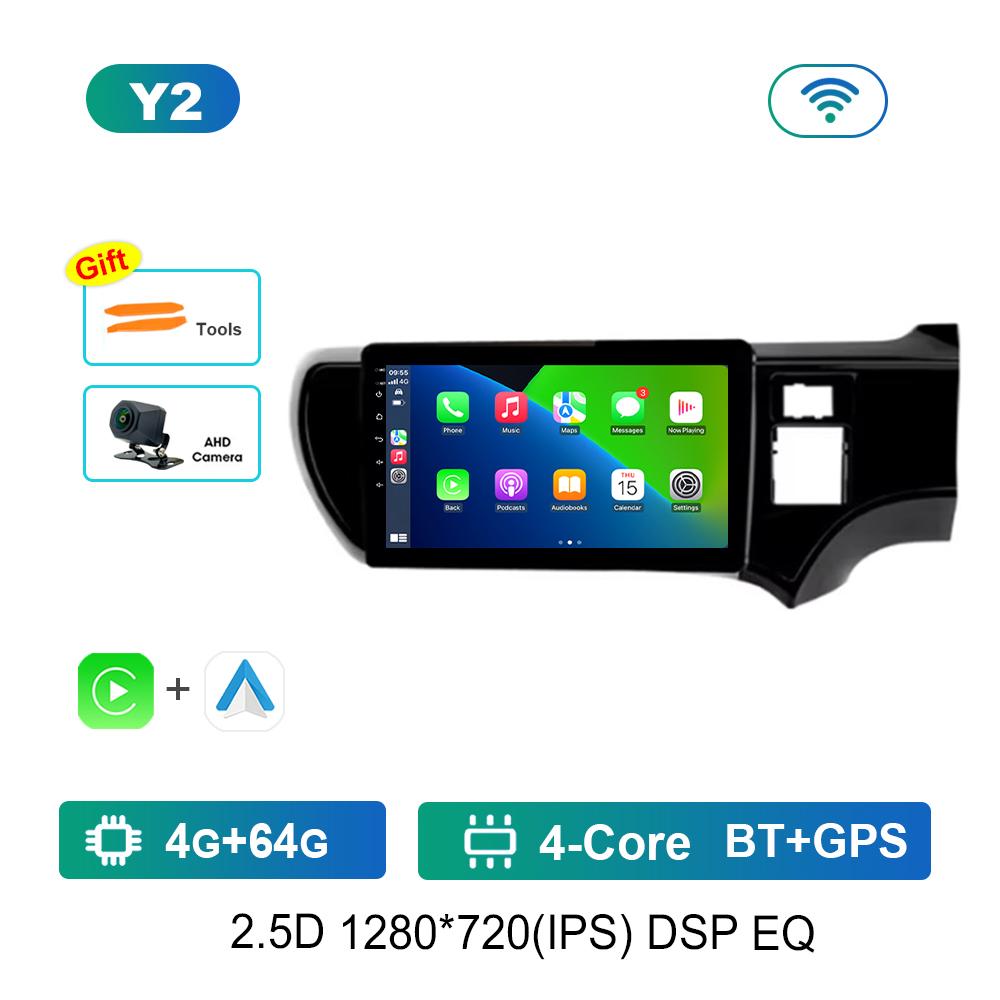 9 Inch DSP Stereo Android OS for Toyota Aqua 2011 - 2017 Navi GPS 4G Car Radio Multimedia Player BT IPS Screen WiFi Cooling Fan