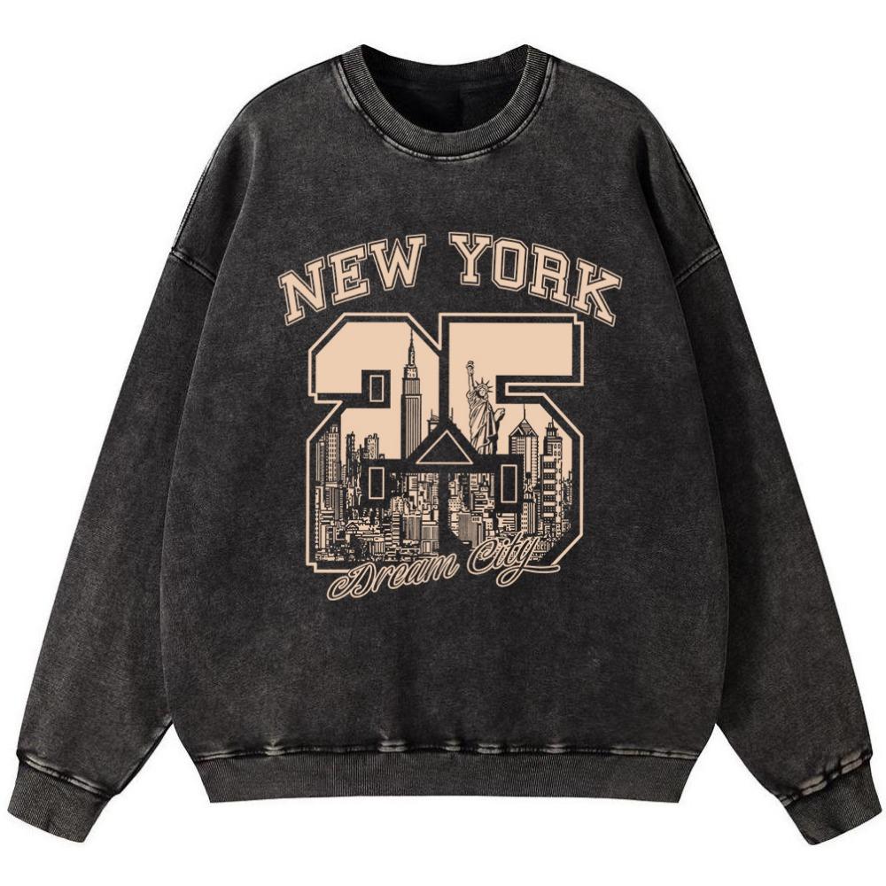 

Женский винтажный свитшот из хлопка с забавным принтом Нью-Йорка, модный свободный пуловер, тонкий худи, одежда L