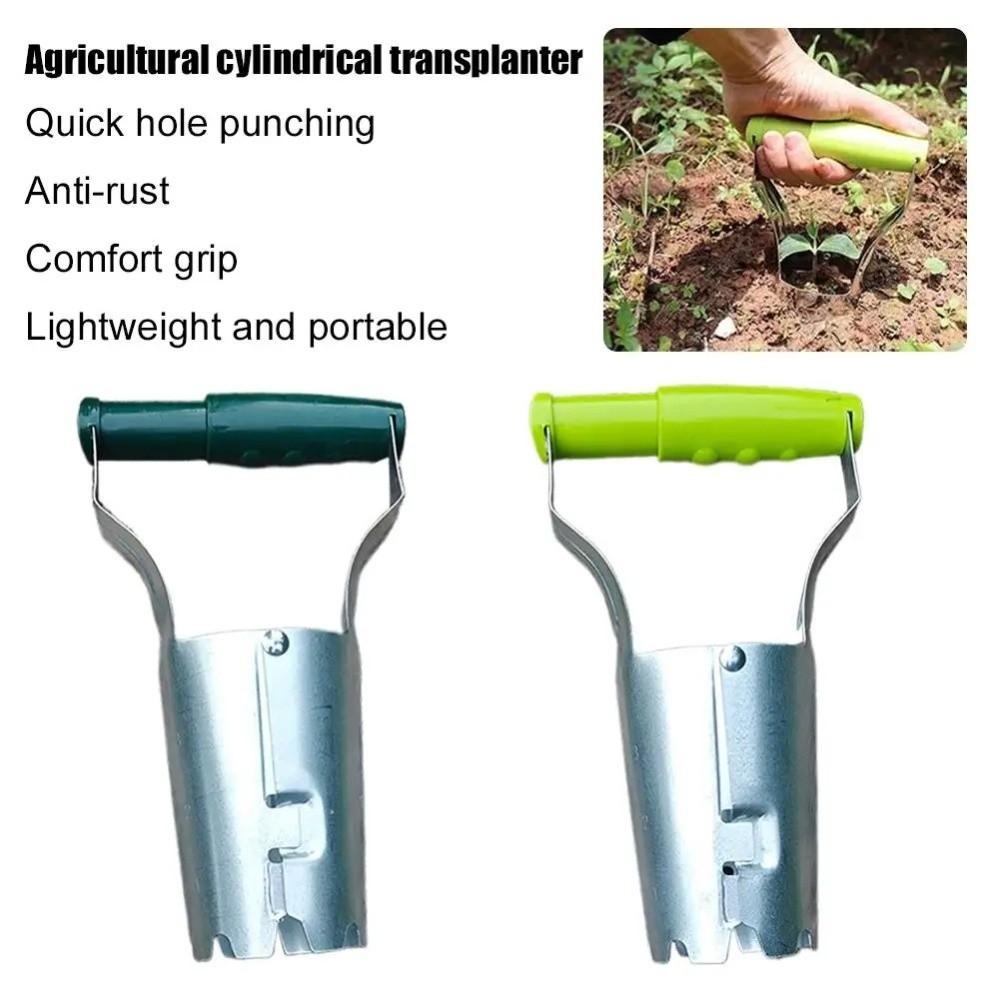 Stainless Steel Garden Seedling Transplanter Handheld Design Multifunctional Planting Seedling Planter Hole Drilling Planter