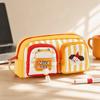 Large Capacity Pencil Case Double Pouch Pen Case Creative Striped Pen Bag School