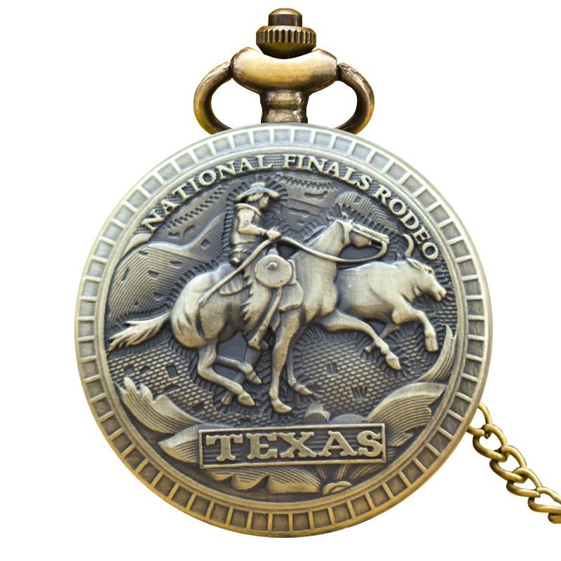 Classic Western Riding Cowboy Horse Quartz Pocket Watch Retro Men's Women's Necklace Pendant Gift