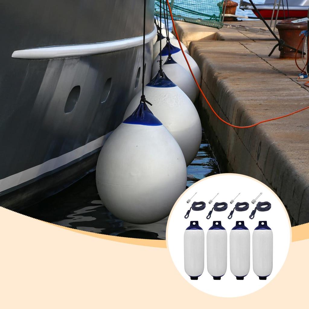 4x Boat Fenders, Marine Dock Protector, Marine Dock Bumpers, Inflatable, Protection for Camping, Fishing Boats