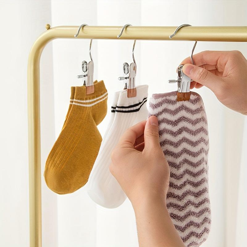 5pcs Stainless Steel Foldable 3-Shaped Hook Clips - Multifunctional Clothes Drying Clips with Non-Slip, Non-Marking, Rust-Proof Design - Perfect