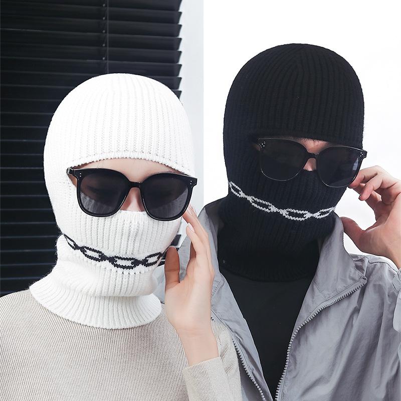 Winter Knitted Coldproof Warm Cap Women Men Masked Riding Cap