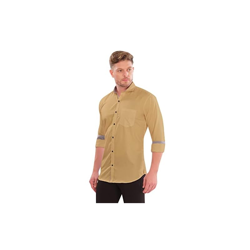 LookMark Men' Cotton Blend Stitched Solid Full Sleeve Shirt(Shirt 02M)