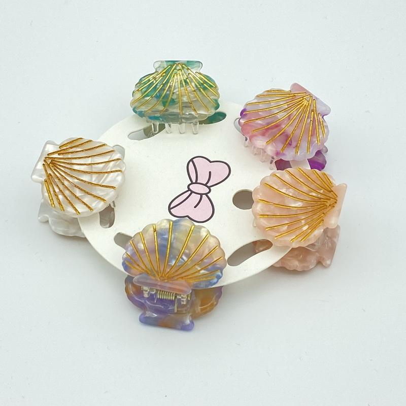 5pcs /set Small Acetate Hair Clip Claw for Girls Flower Hairpin Kids Bear Heart Hairclip Women Seashell Hair Crab Accessoires