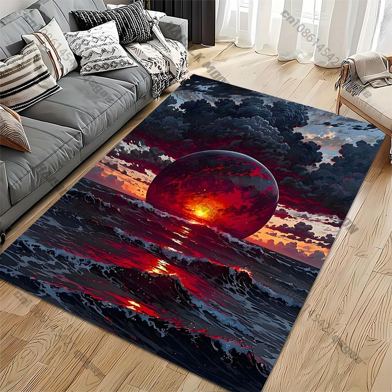 Surreal sunset cosmic ocean devastation carpet Yoga living room room decor children's crawling mat doormat area rug