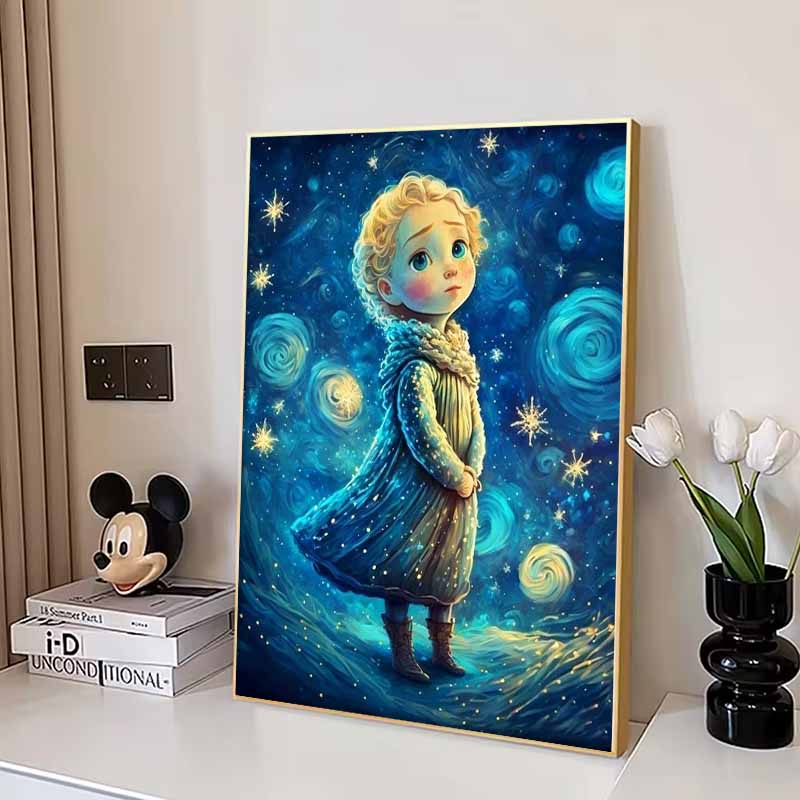 Disney Diamond Painting Frozen Elsa Starry Night Illustration Wall Decoration Embroidery Full Diamond Cross Stitch DIY Gift Home Decoration