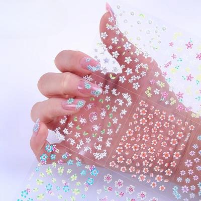Adesivi per Nail Art, Adesivi Cuore Glitterati, Paillettes, Adesivi Decorativi, Piccoli Decalcomanie, Gioielli in Rilievo Dorato