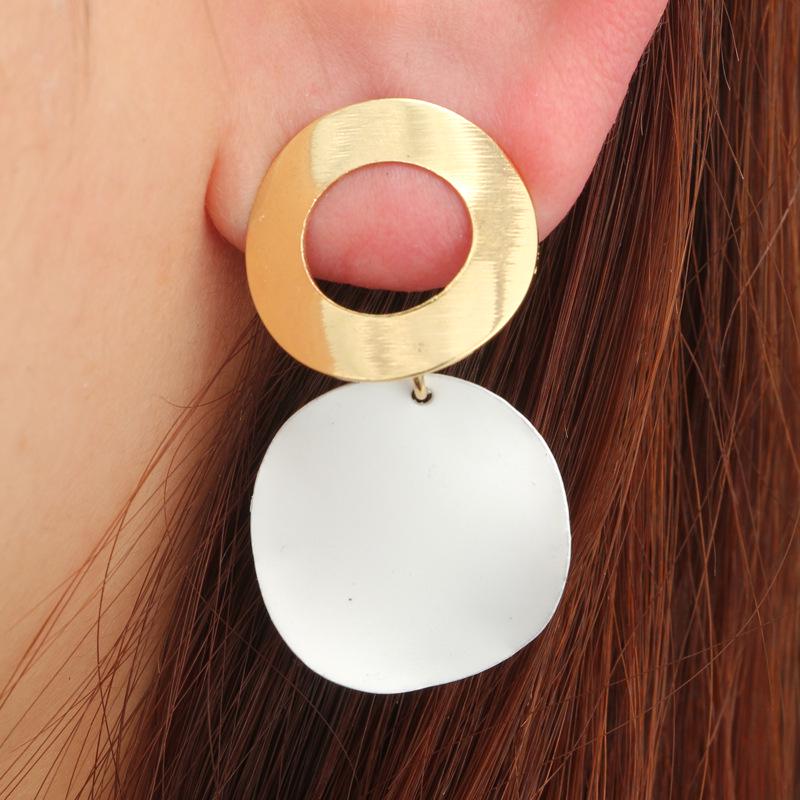 Simple Elegant Women Ladies Round Dangle Long Ear Stud Drop Earrings