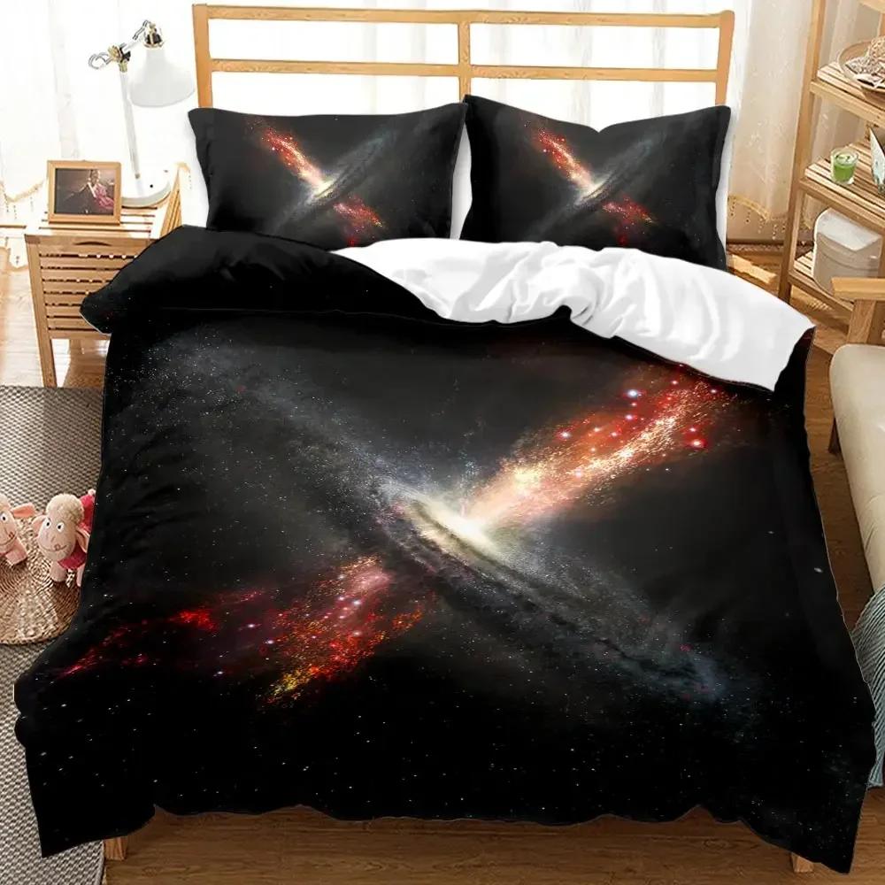 Galaxy Universe Outer Space Comfortable Duvet Quilt Cover Pillowcase Bedding Set Children Bedroom Decoration Home Textile