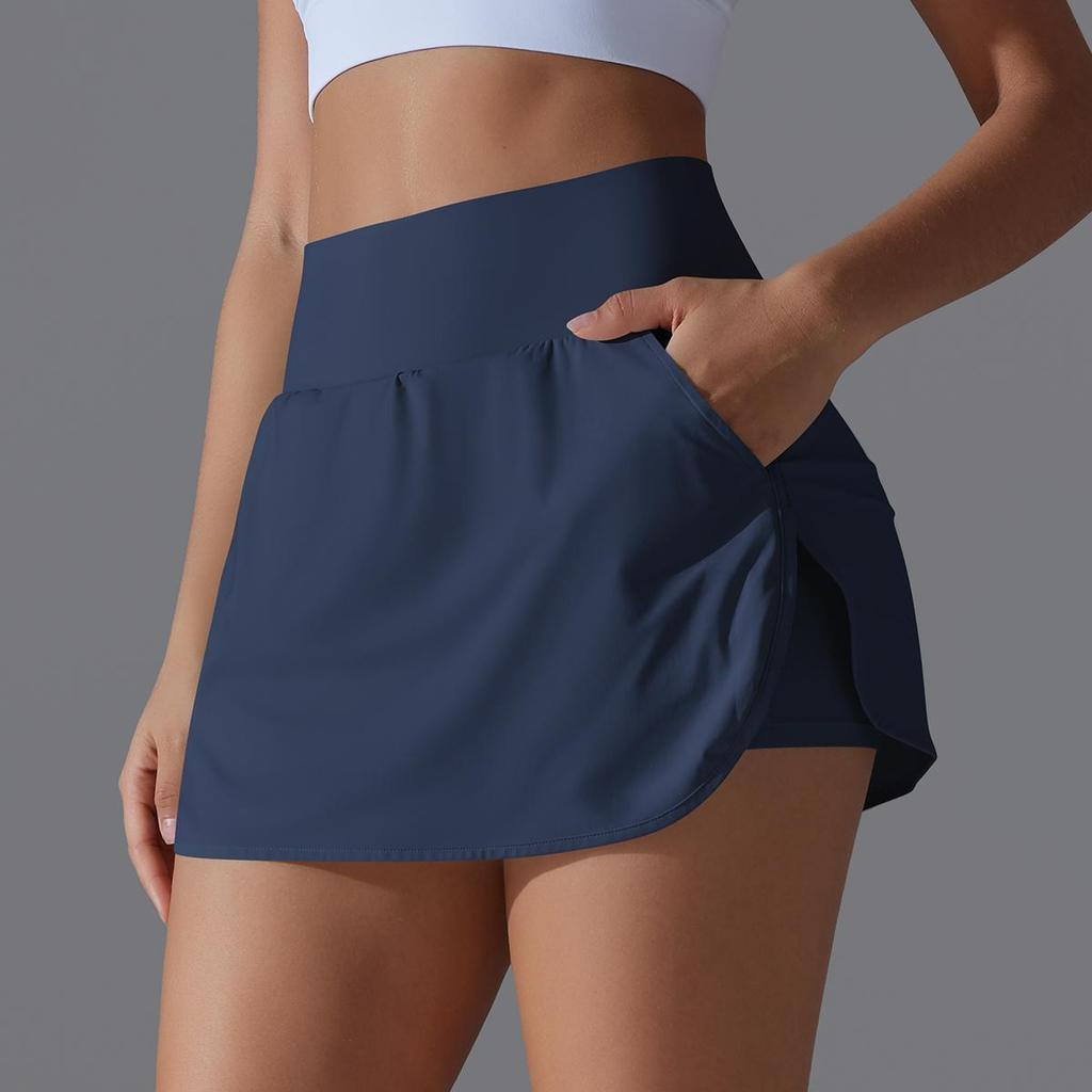 Women Yoga Short Skirts With Porkets Elastic Slim High Waist Sports Skirts Black Summer Hot Girl Skirts
