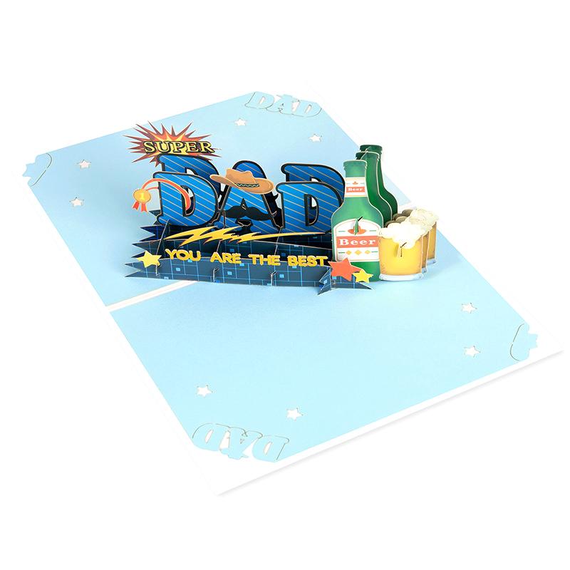 Happy Father'S Day Pop Up Card 3D Greeting Cards Gift For Dad Grandfather Best Dad Paper Greeting Card With Envelope