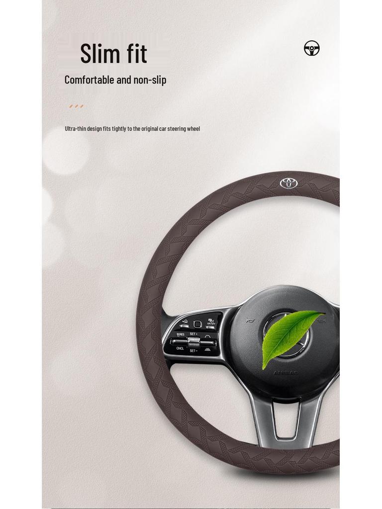 Toyota Nappa Leather Texture Steering Wheel Cover, 3D Non-slip, Sweat-absorbent, Wear-resistant, Ultra-thin Design.