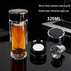 Handun 400ml Double-Layer High Borosilicate Glass Cup with Wood Grain and Tempered Bottom