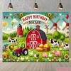Personalized 2D Flat Birthday Party Background Fabric Joyful Farm Animal Themed Atmosphere Decoration