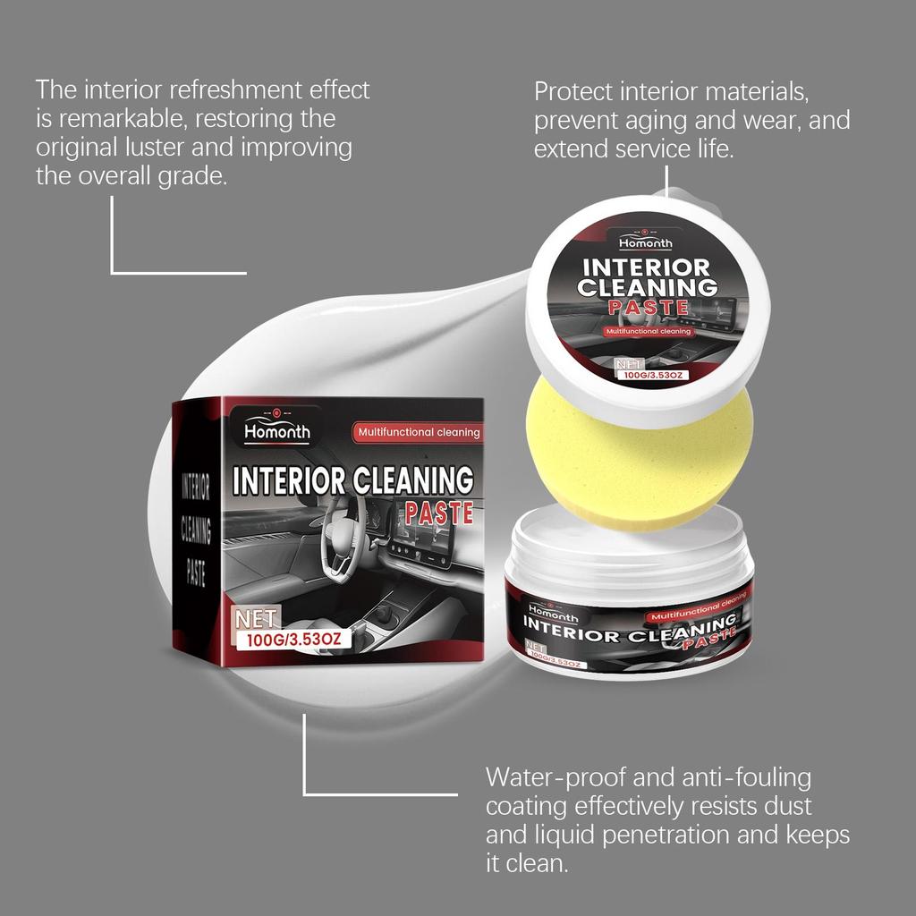 Homonth Car Interior Cleaning Cream Seat Leather Foam Waterless Top Flip Car Interior Cleaning