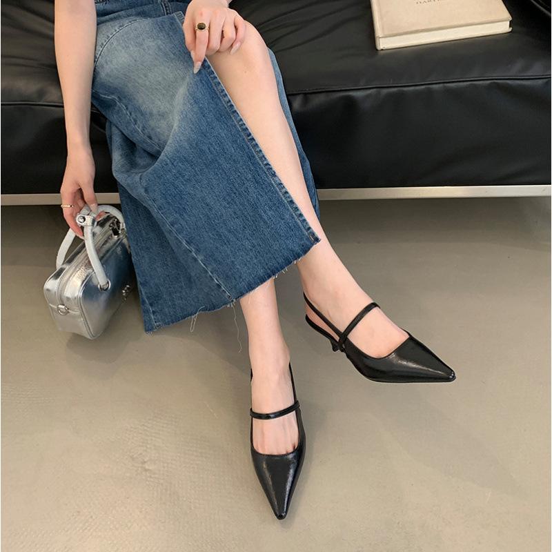 Pointed thin strap strap Baotou empty sandals women's shoes spring and summer new gentle and versatile high-heeled single shoes