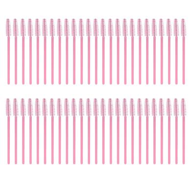 50 Stück Set Einweg Wimpernbürste Mascara Stäbchen Applikator Augen Make-up Kosmetikwerkzeug Rosa