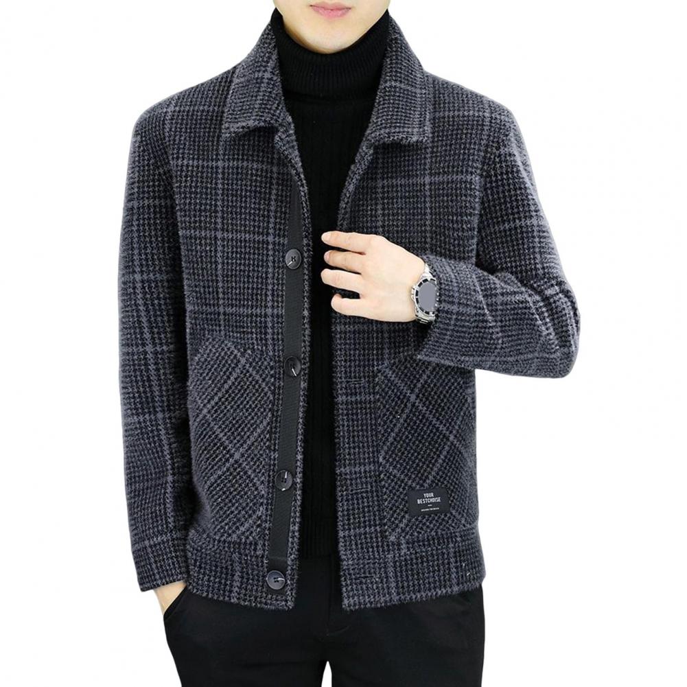 2025 Autumn Winter Mens Short Slim Fit Woolen Coat Single Breasted Casual Windbreaker Fashion Retro Trench Overcoat