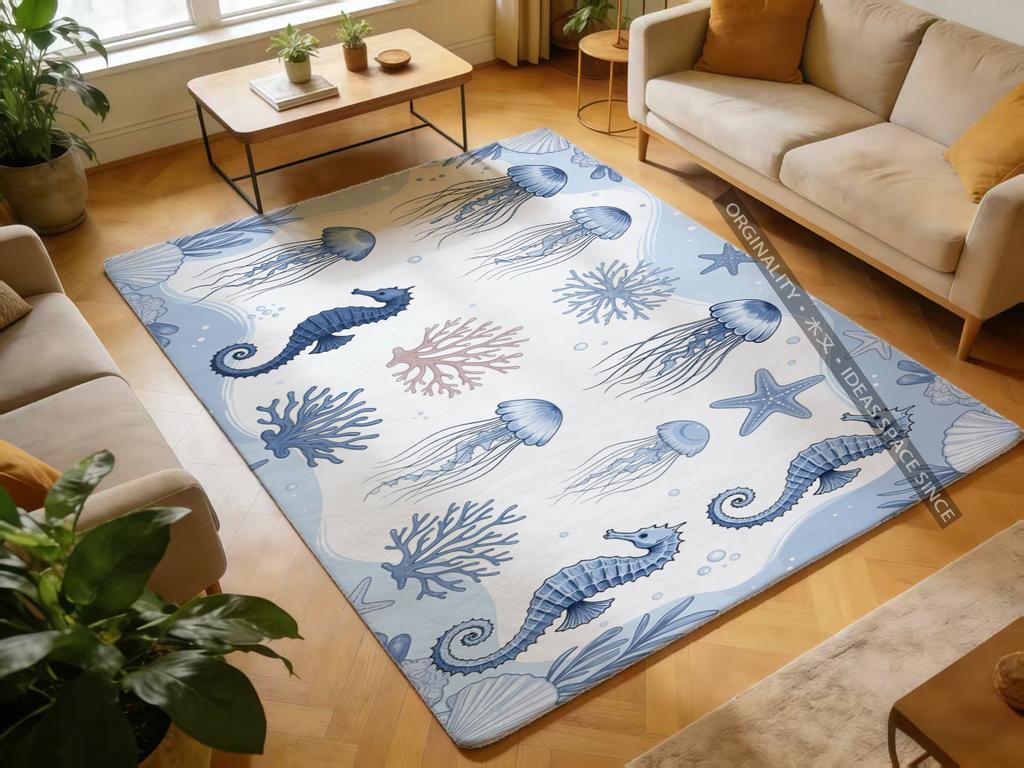 Ozean-Thema Digitale Matte Wohnzimmer Dekoration Zuhause Sofa Rutschfester Teppich Arbeitszimmer Schlafzimmer Tatami Kinder Weiche Bodenmatte