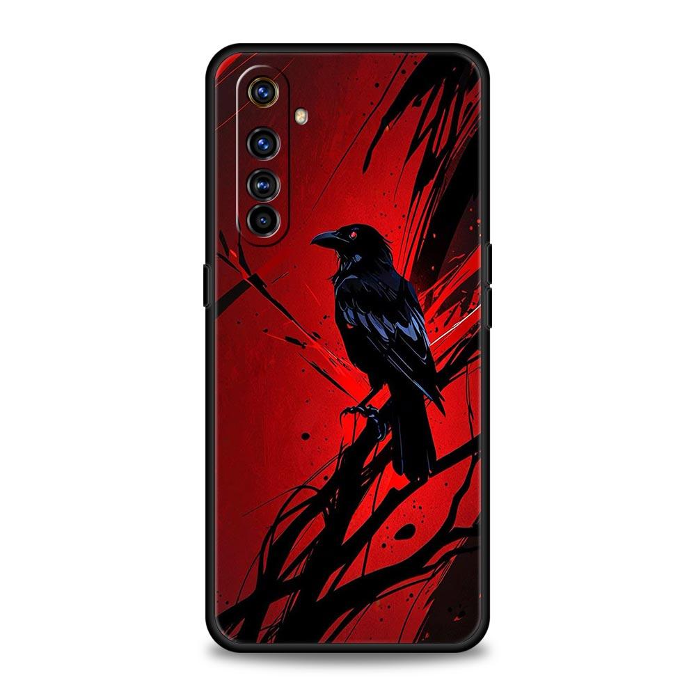 Black Raven Soft TPU For Realme 13 12 11 10 9 Pro Plus GT3 GT2 C21 C25 C35 C53 C55 C67 Pro 5G Phone Case Cover Fundas Capas Bags