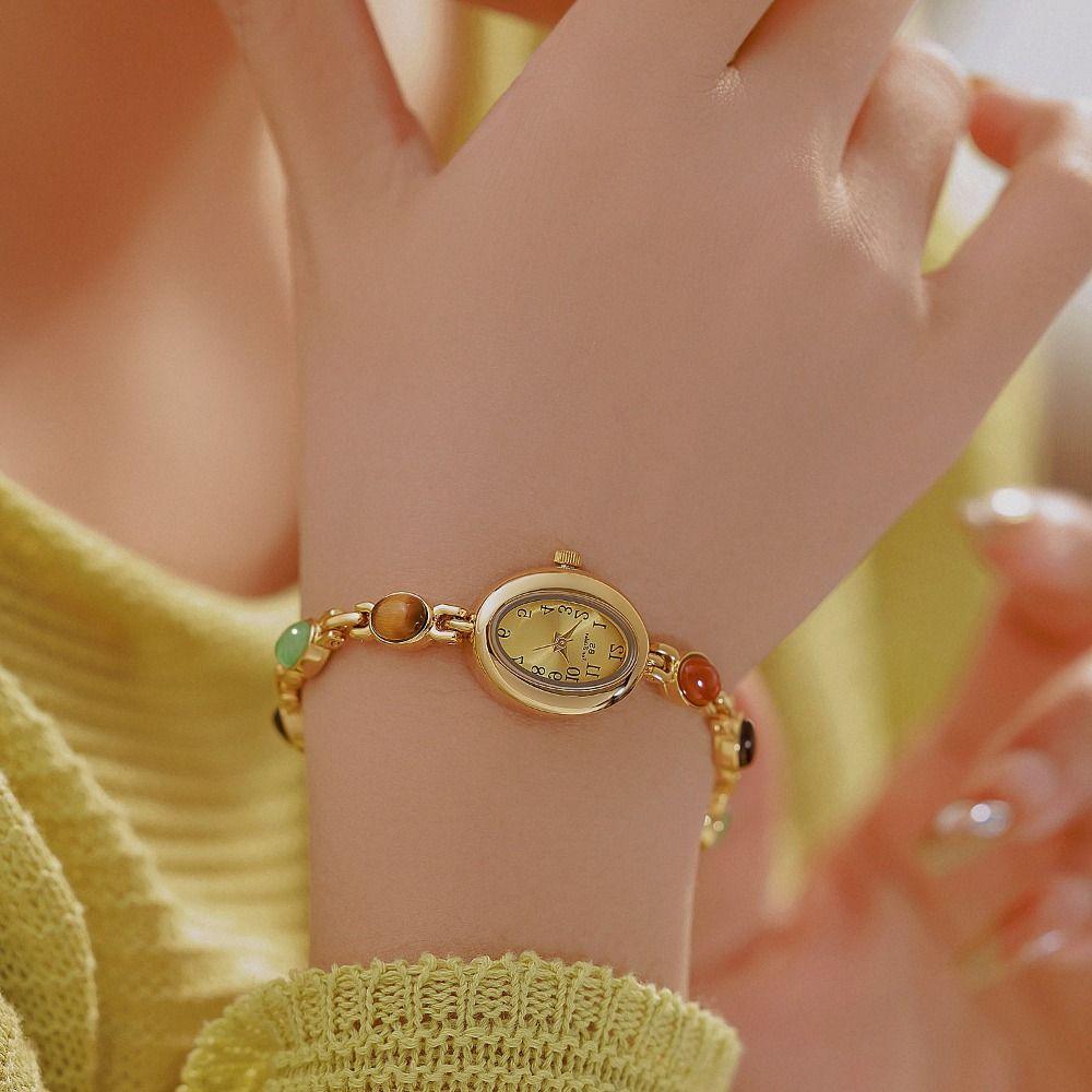 Orologio da Donna con Pietre Preziose Colorate Elegante Orologio al Quarzo Orologio da Polso alla Moda